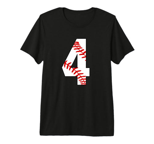 4 Baseball Laces 4Th Birthday Four T-Shirt - Custom Art Print Men Women - T-Shirt, Sweatshirt, Hoodie