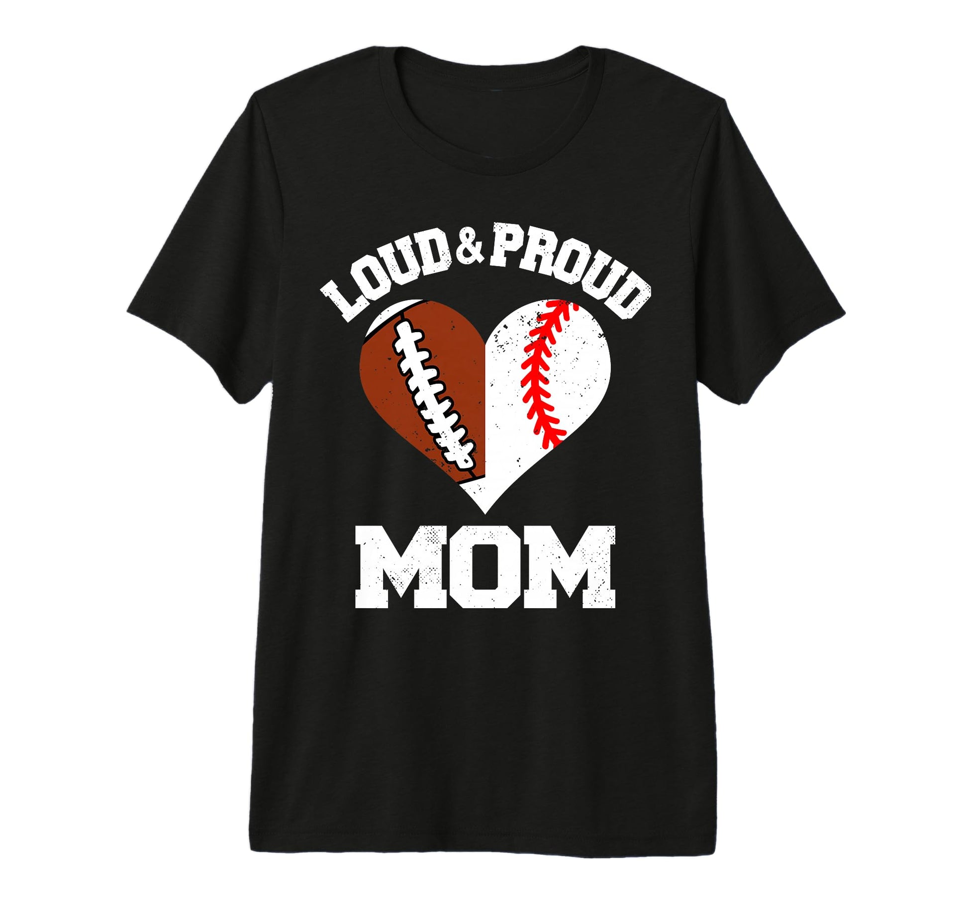 Loud Proud Mom Football Baseball T-Shirt - Aesthetic Graphic for Adults - T-Shirt, Sweatshirt, Hoodie