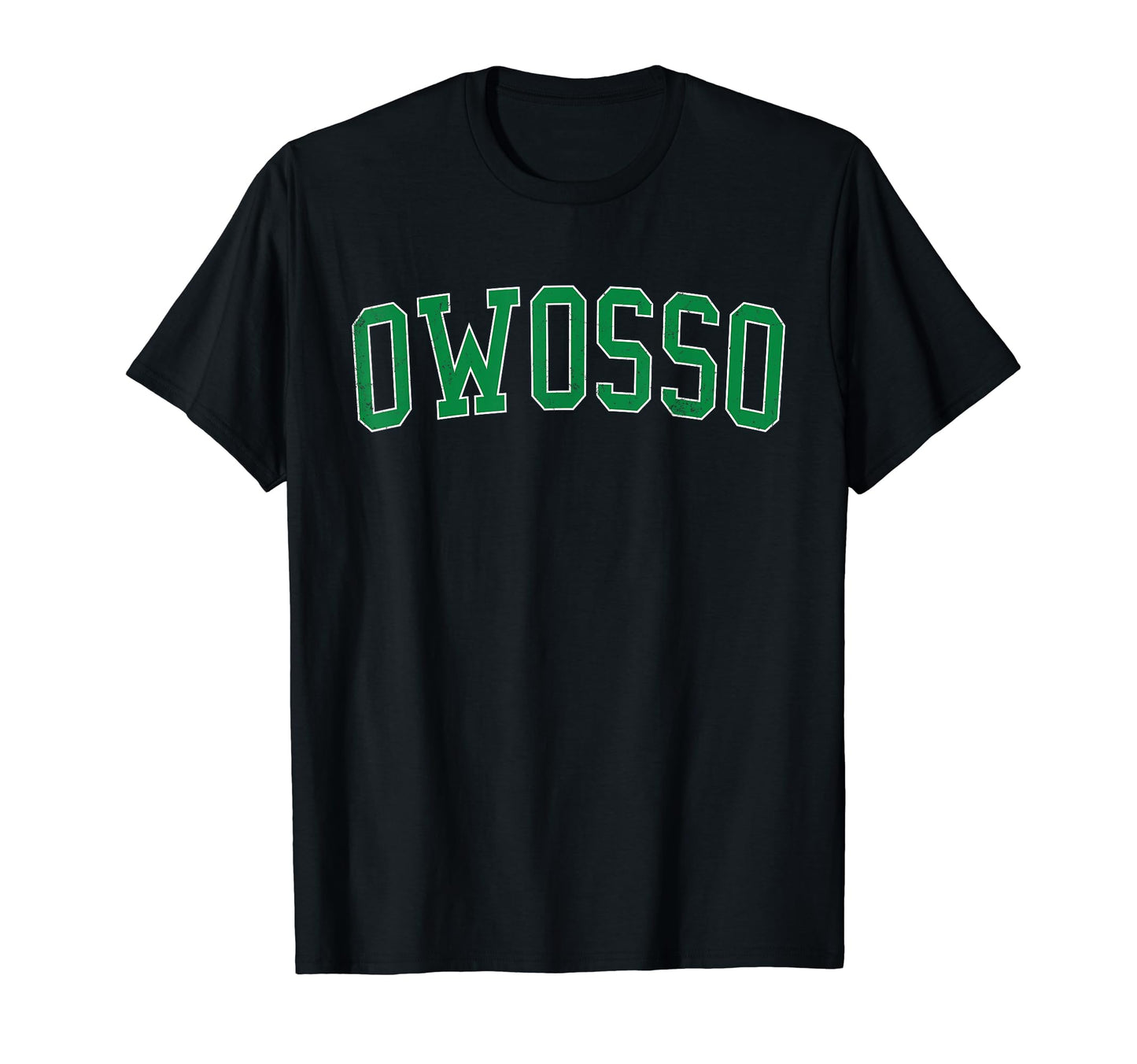 Owosso Mi Distressed Green Varsity T-Shirt - Minimalist Print Unisex - T-Shirt, Sweatshirt, Hoodie