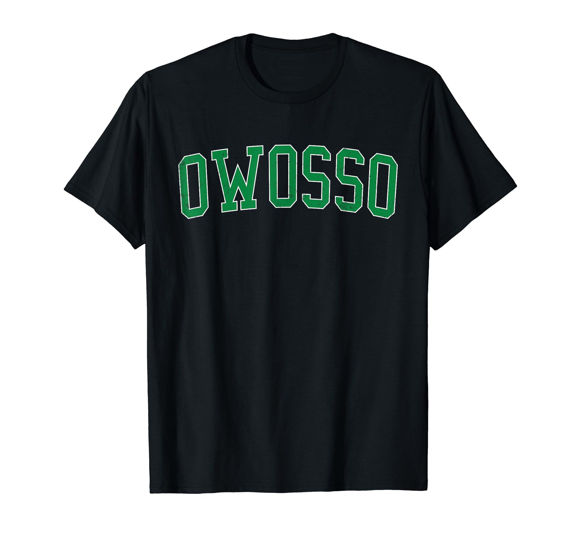 Owosso Mi Distressed Green Varsity T-Shirt - Minimalist Print Unisex - T-Shirt, Sweatshirt, Hoodie