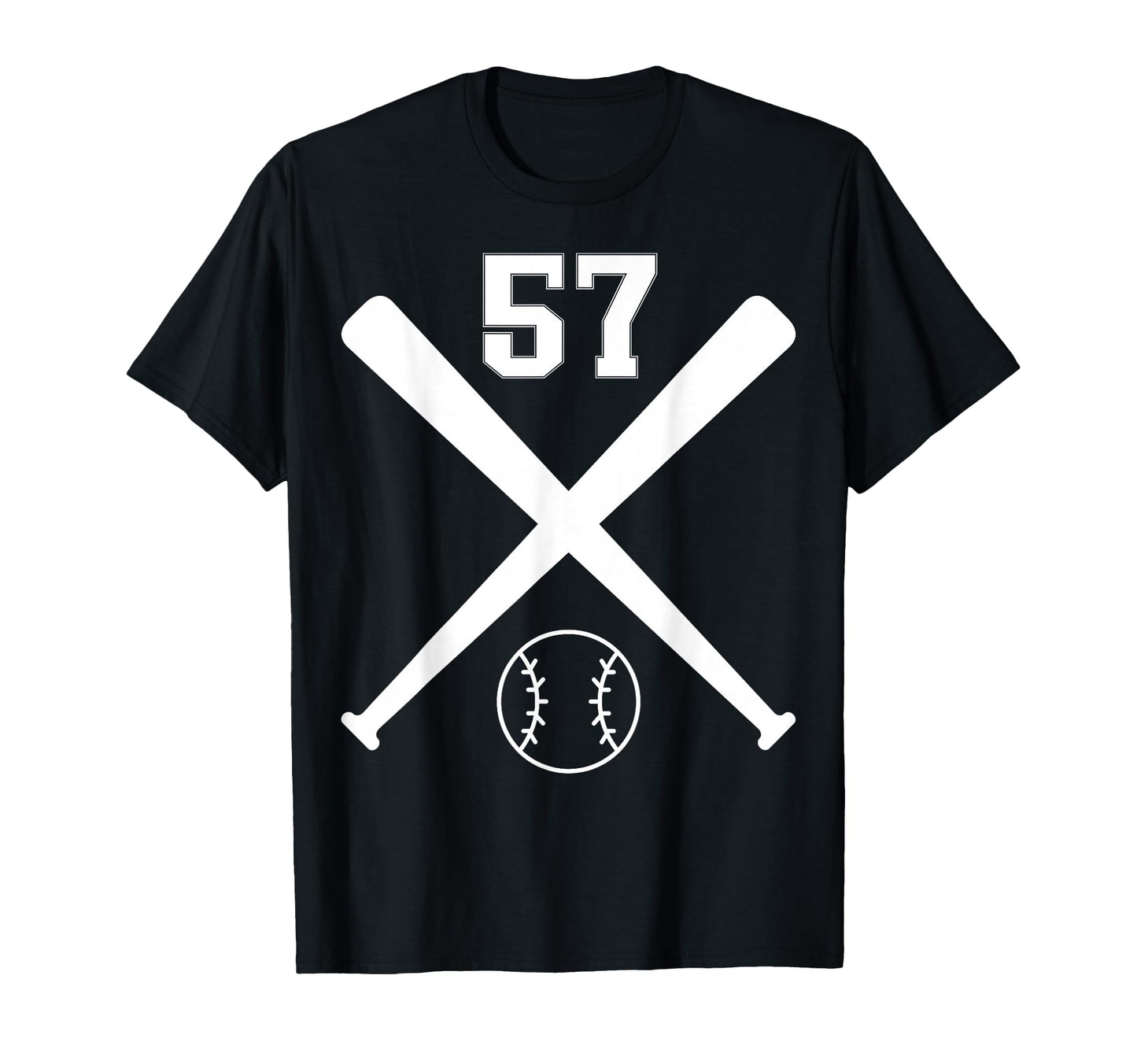 Baseball Softball Number 57 T-Shirt - Novelty Apparel for Adults - T-Shirt, Sweatshirt, Hoodie