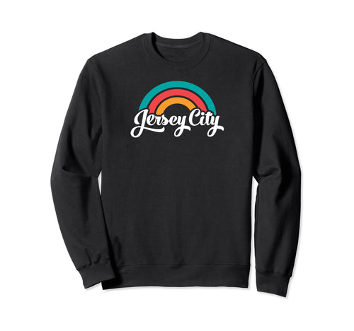 Jersey City Nj Script Rainbow Sweatshirt - Unique Graphic Men Women - T-Shirt, Sweatshirt, Hoodie