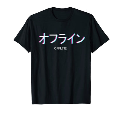 Offline Aesthetic Vaporwave Otaku Kanji T-Shirt - Graphic Print Men Women - T-Shirt, Sweatshirt, Hoodie