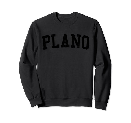 Plano Tx Distressed Black Varsity Sweatshirt - Aesthetic Graphic for Adults - T-Shirt, Sweatshirt, Hoodie