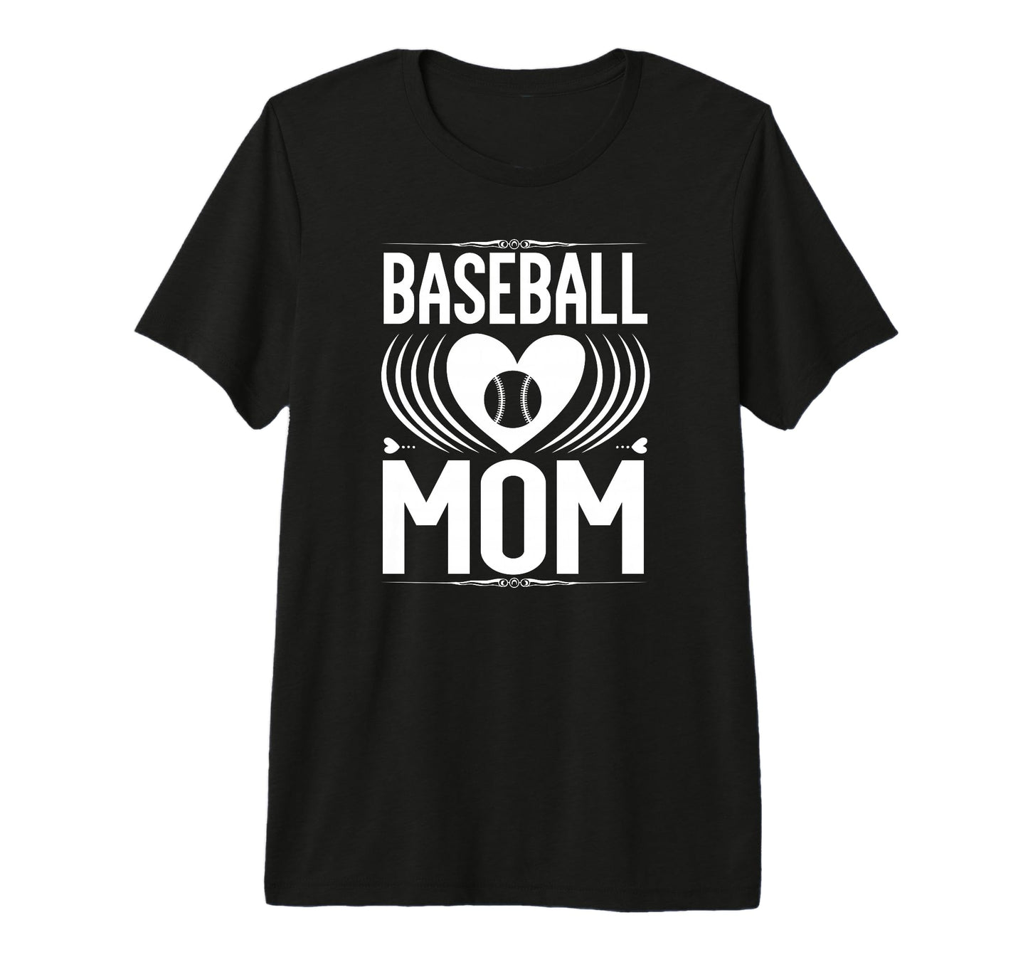 Baseball Mom Love Heart Sports Fan T-Shirt - Novelty Apparel for Adults - T-Shirt, Sweatshirt, Hoodie