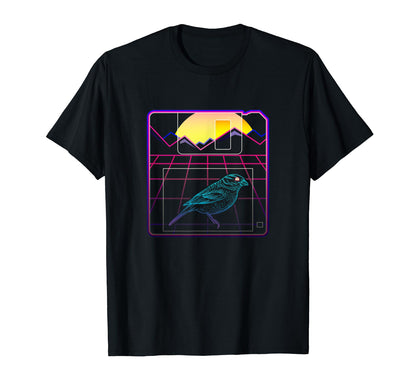 Floppy Disk Synthwave Sunset Evil Bird T-Shirt - Novelty Apparel Men Women - T-Shirt, Sweatshirt, Hoodie