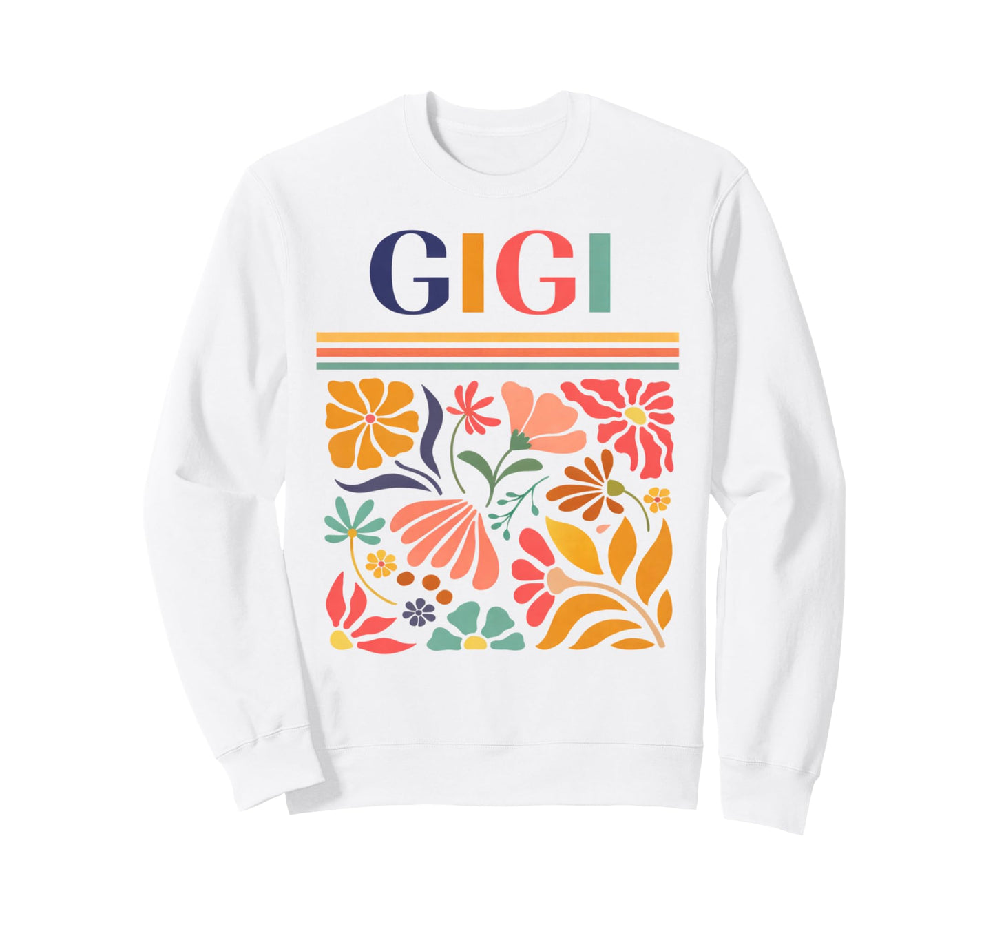 Gigi Boho Floral Folk Art Flowers Sweatshirt - Unique Graphic for Adults - T-Shirt, Sweatshirt, Hoodie
