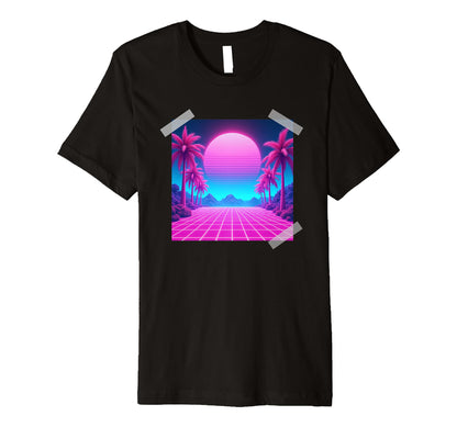 80S Vaporwave Aesthetic Palm Trees T-Shirt - Minimalist Print Unisex - T-Shirt, Sweatshirt, Hoodie