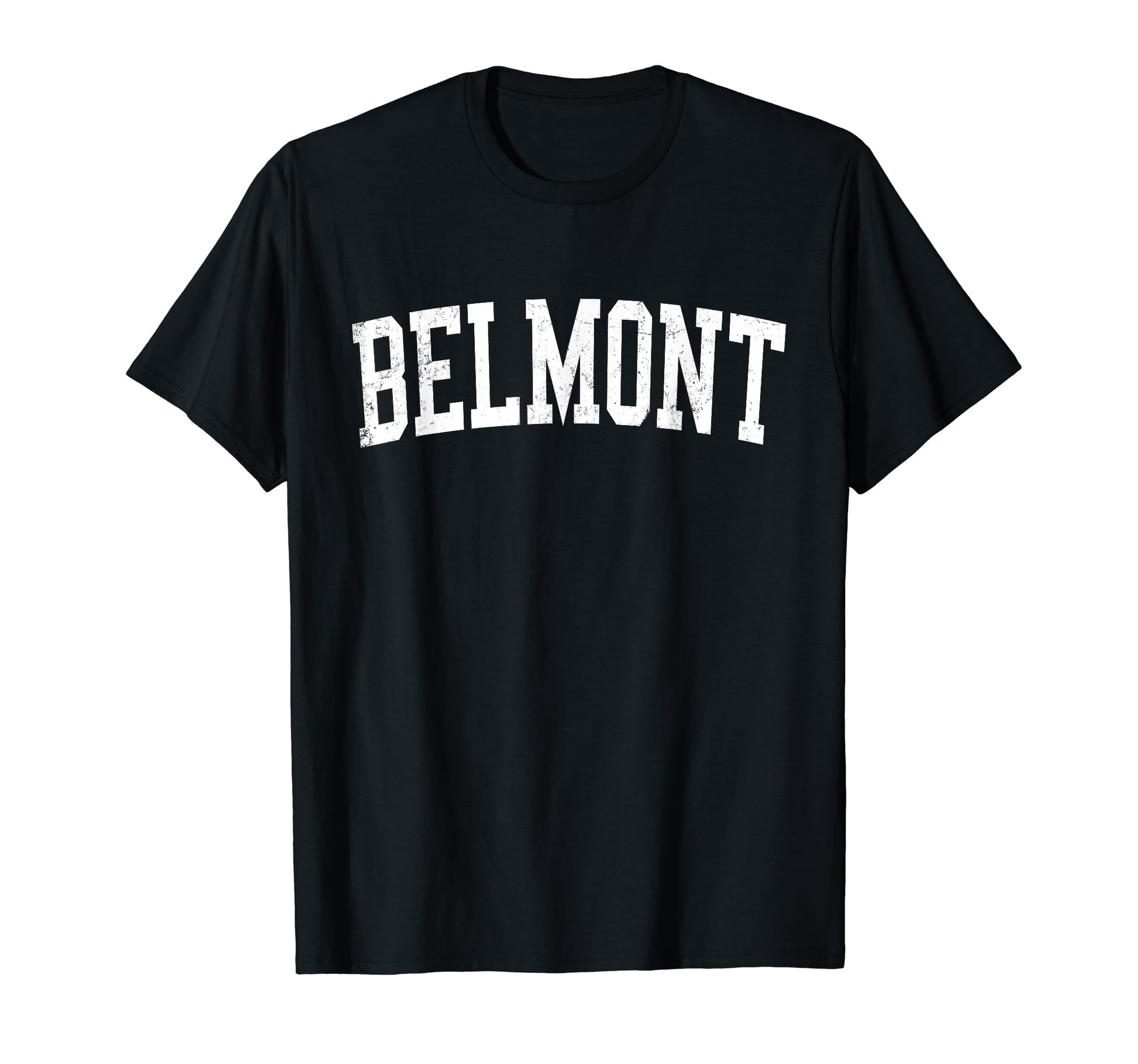Belmont Ca Distressed White Varsity T-Shirt - Custom Art Print Unisex - T-Shirt, Sweatshirt, Hoodie