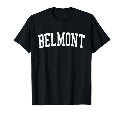 Belmont Ca Distressed White Varsity T-Shirt - Custom Art Print Unisex - T-Shirt, Sweatshirt, Hoodie