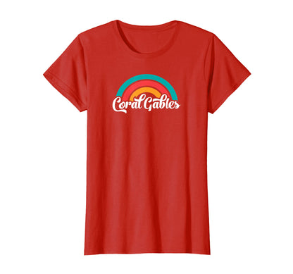 Womens Coral Gables Fl Script Rainbow T-Shirt - Graphic Print Unisex - T-Shirt, Sweatshirt, Hoodie