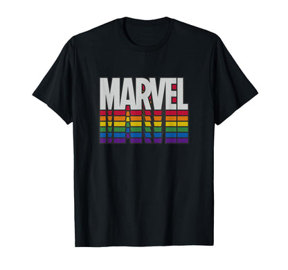 Marvel Comics Marvel Rainbow Title Logo T-Shirt - Minimalist Print Unisex - T-Shirt, Sweatshirt, Hoodie
