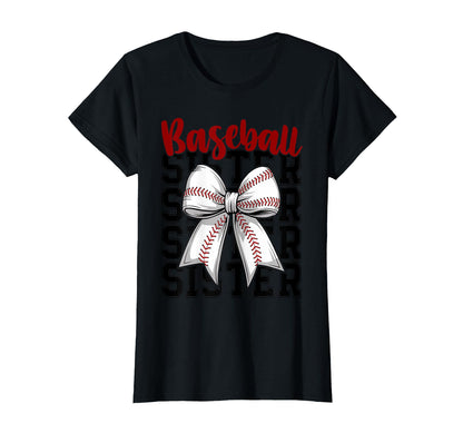 Baseball Sister Coquette Bow Biggest Fan T-Shirt - Streetwear Style Unisex - T-Shirt, Sweatshirt, Hoodie