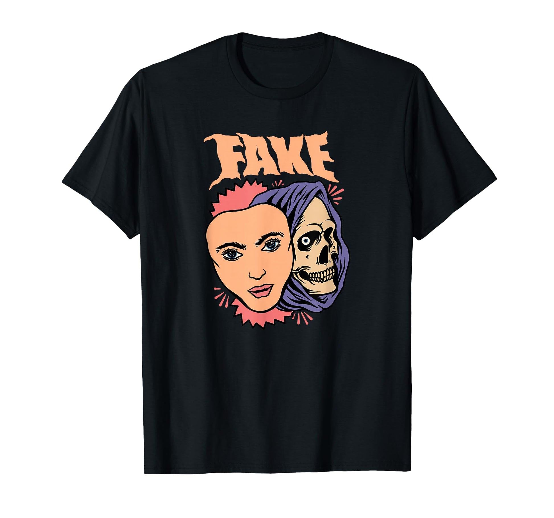 Fake Dead Face Aesthetic Edgy T-Shirt - Minimalist Print for Adults - T-Shirt, Sweatshirt, Hoodie