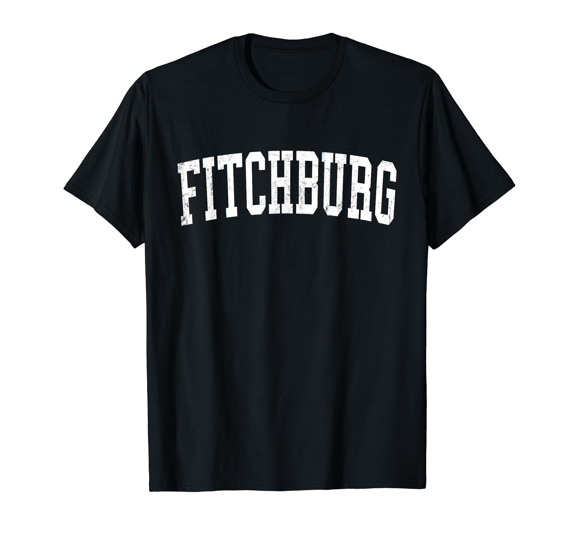 Fitchburg Ma Distressed White Varsity T-Shirt - Graphic Print for Adults - T-Shirt, Sweatshirt, Hoodie