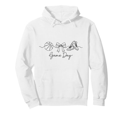 Game Day Basketball Mom Ball Bow Hoodie - Casual Everyday Wear Unisex - T-Shirt, Sweatshirt, Hoodie