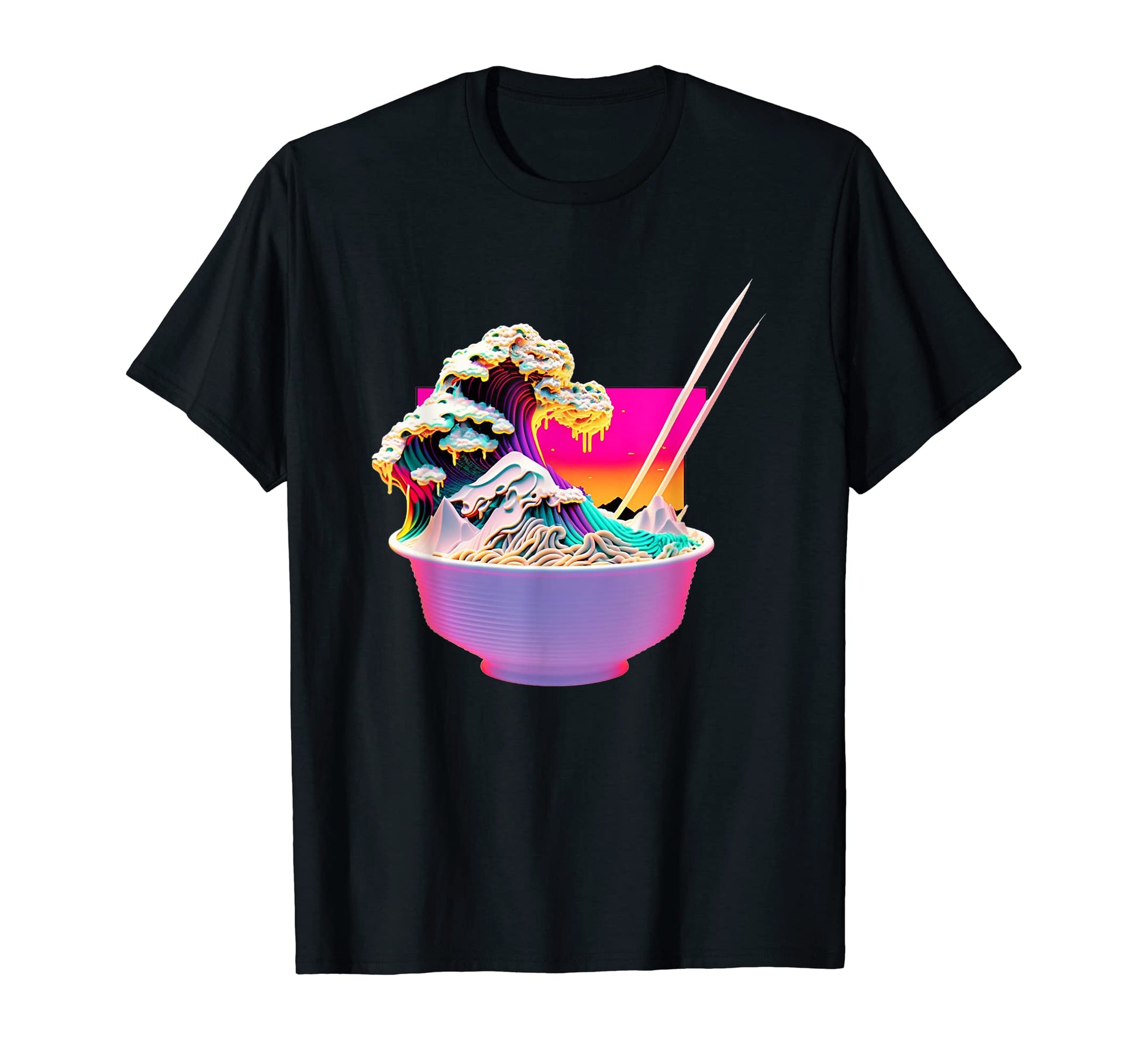 Vaperwave Aesthetic Glitch Ramen T-Shirt - Novelty Apparel for Adults - T-Shirt, Sweatshirt, Hoodie