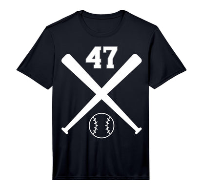 Baseball Softball Number 47 Performance T-Shirt - Unique Graphic Men Women - T-Shirt, Sweatshirt, Hoodie