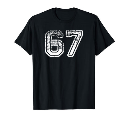 Number 67 Baseball Football Soccer T-Shirt - Custom Art Print for Adults - T-Shirt, Sweatshirt, Hoodie