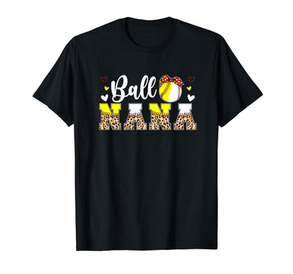 Ball Nana Leopard Baseball Softball Nana T-Shirt - Unique Graphic Unisex - T-Shirt, Sweatshirt, Hoodie