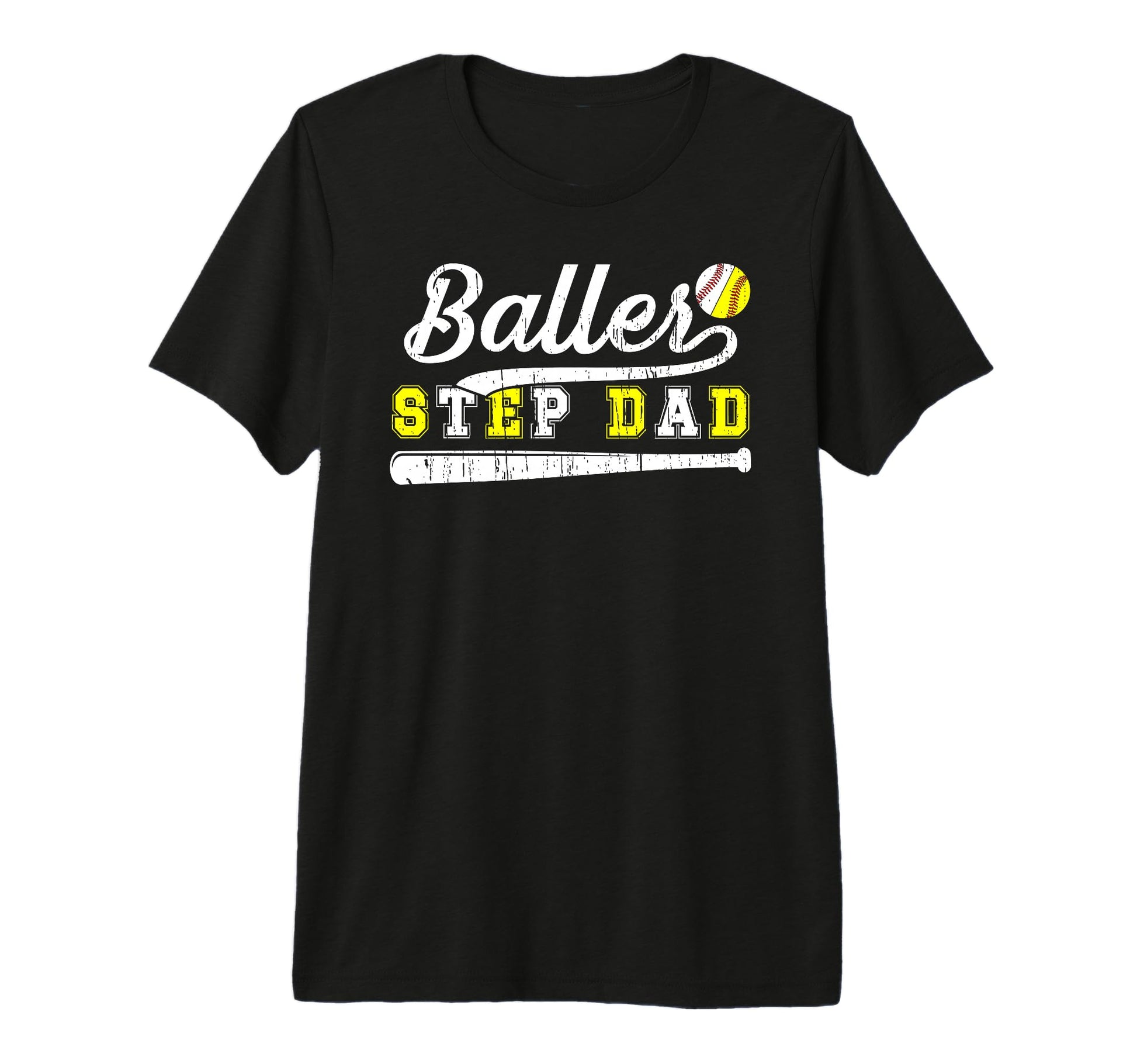 Mens Baller Step Dad Proud Baseball T-Shirt - Trendy Graphic for Adults - T-Shirt, Sweatshirt, Hoodie