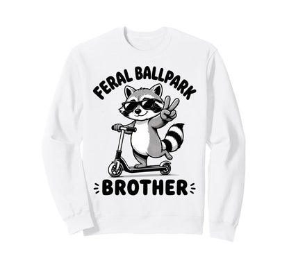 Raccoon And Scooter Feral Ballpark Sweatshirt - Novelty Apparel for Adults - T-Shirt, Sweatshirt, Hoodie