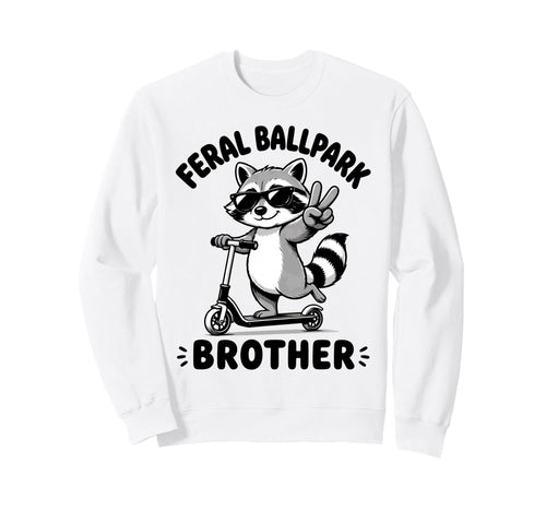 Raccoon And Scooter Feral Ballpark Sweatshirt - Novelty Apparel for Adults - T-Shirt, Sweatshirt, Hoodie