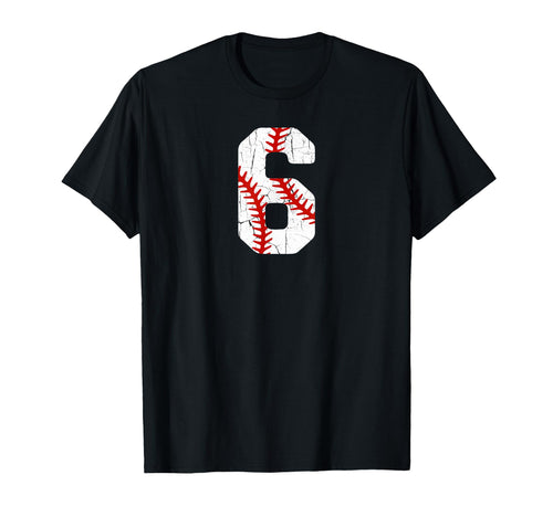 Baseball Player Jersey Number 6 6 T-Shirt - Novelty Apparel for Adults - T-Shirt, Sweatshirt, Hoodie