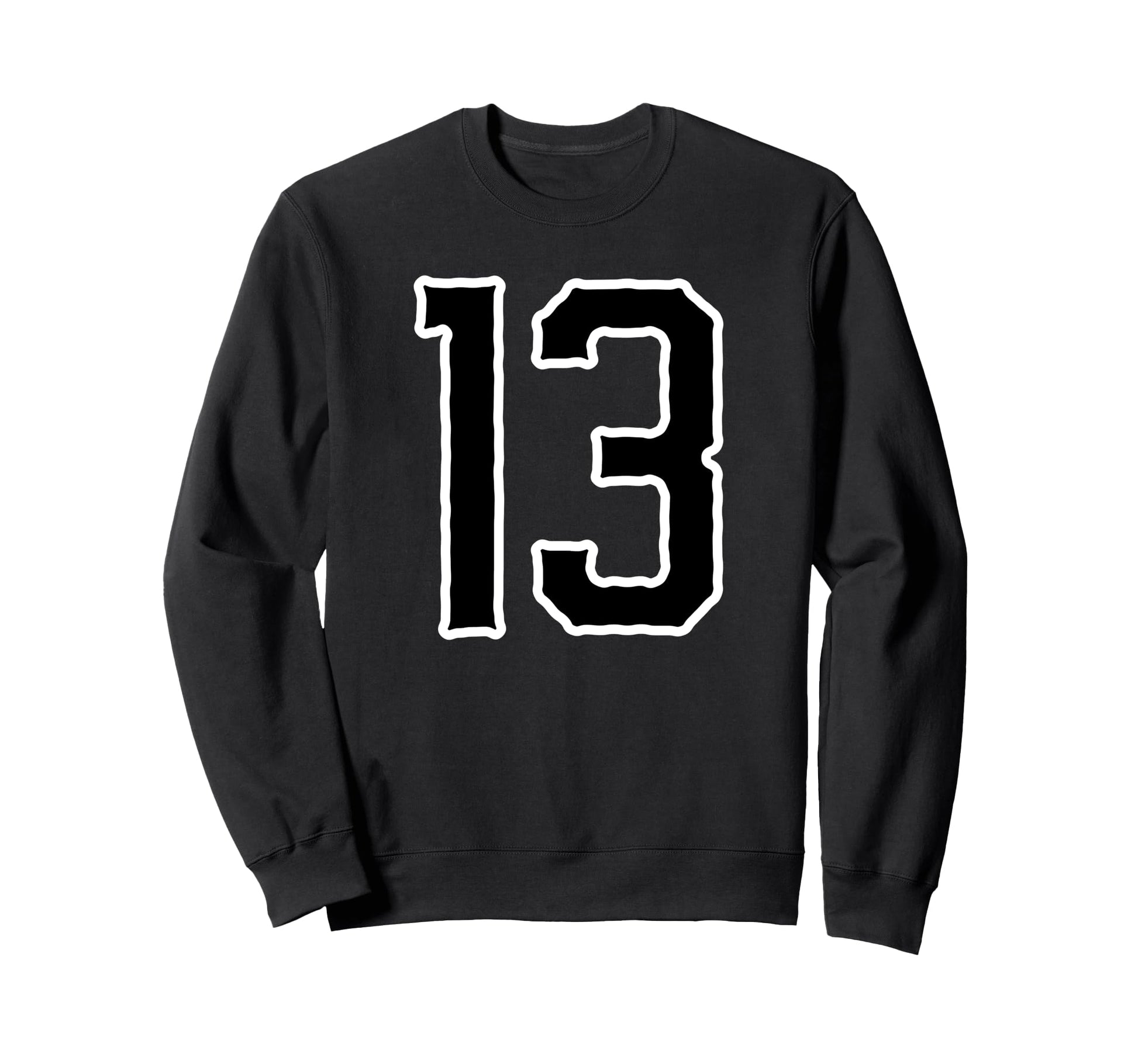 Number 13 White Black Sport Number 13 Sweatshirt - Novelty Apparel Unisex - T-Shirt, Sweatshirt, Hoodie