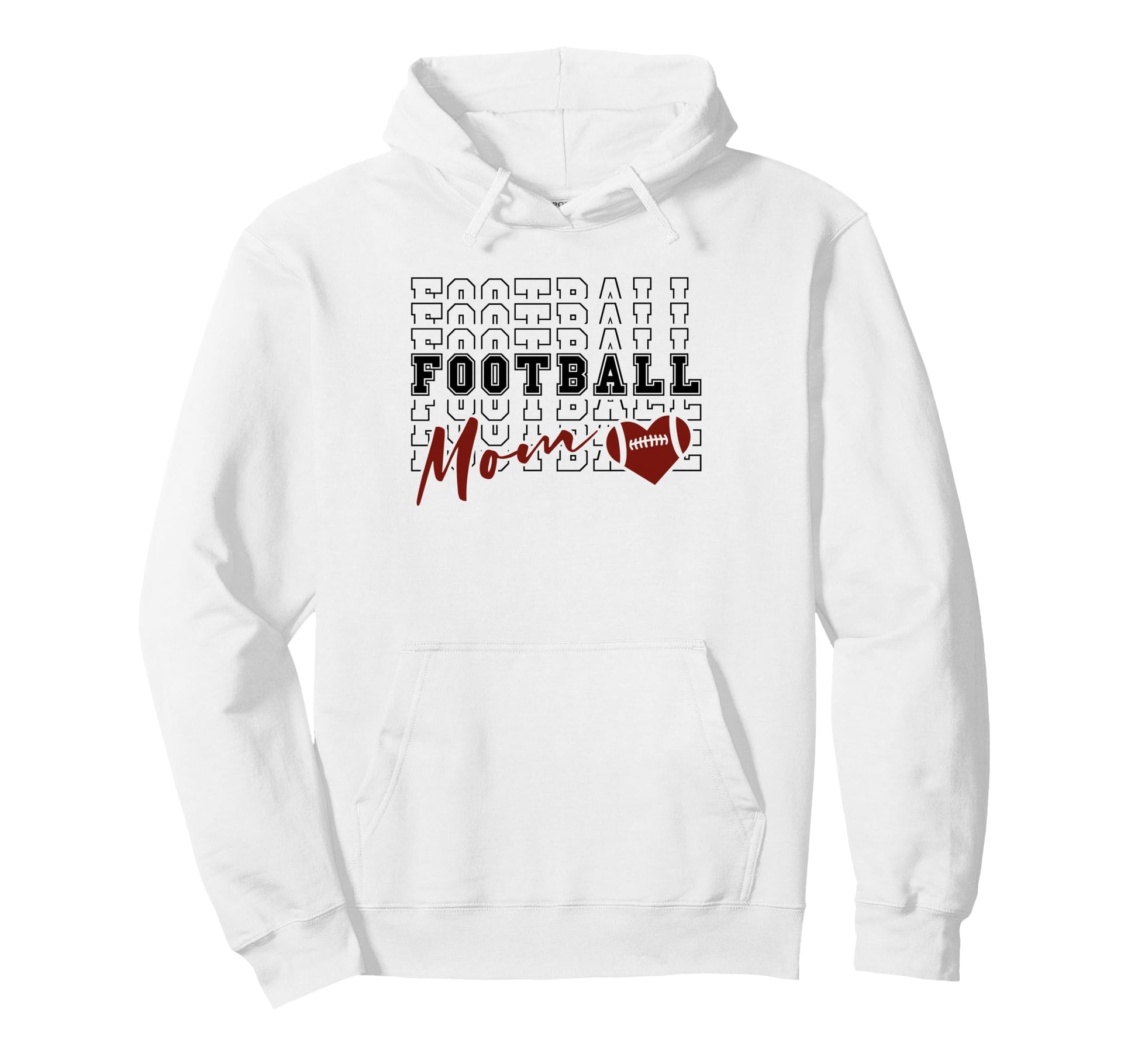 Football Mom Heart American Football Hoodie - Minimalist Print for Adults - T-Shirt, Sweatshirt, Hoodie