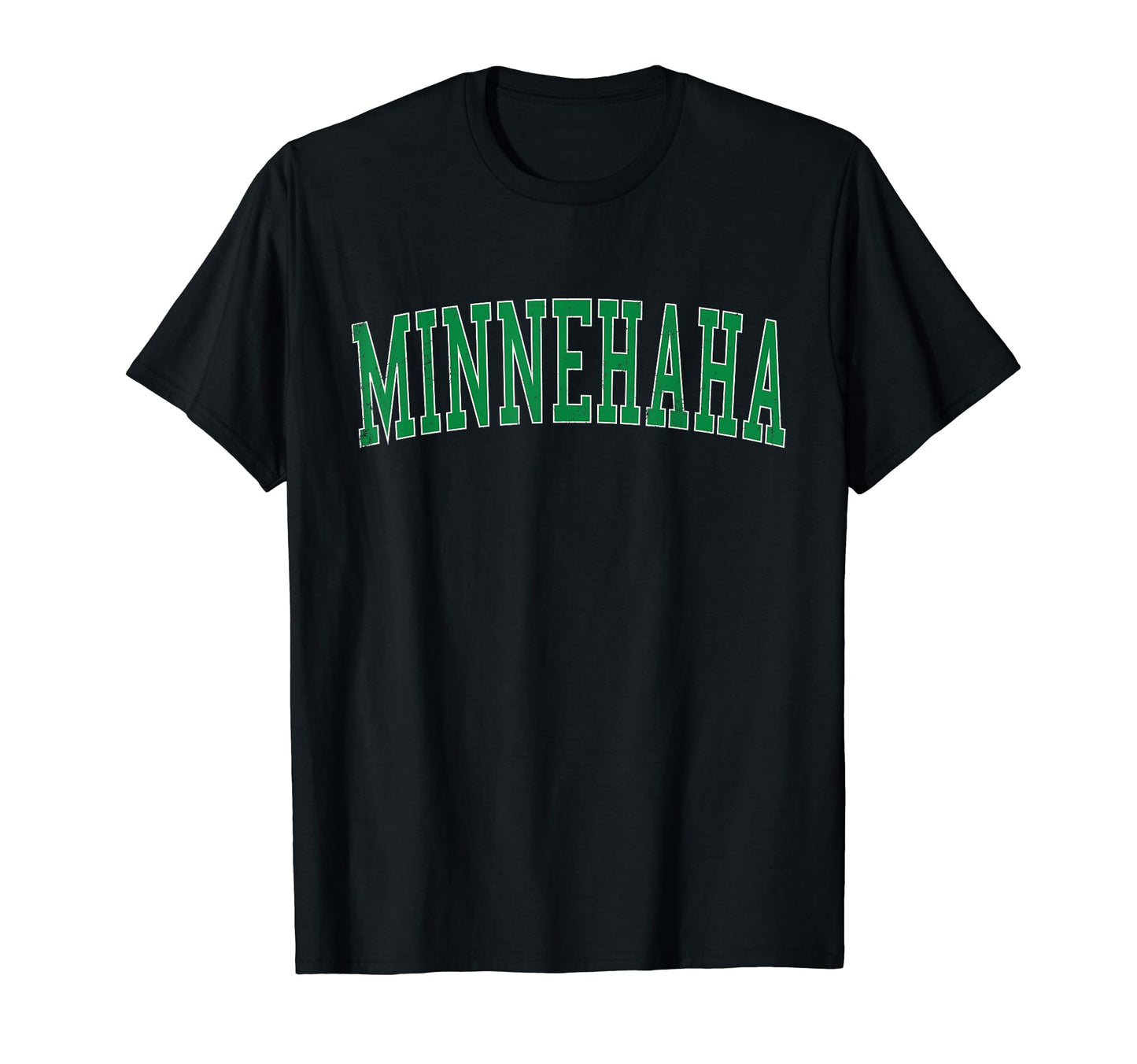 Minnehaha Wa Distressed Green Varsity T-Shirt - Trendy Graphic for Adults - T-Shirt, Sweatshirt, Hoodie