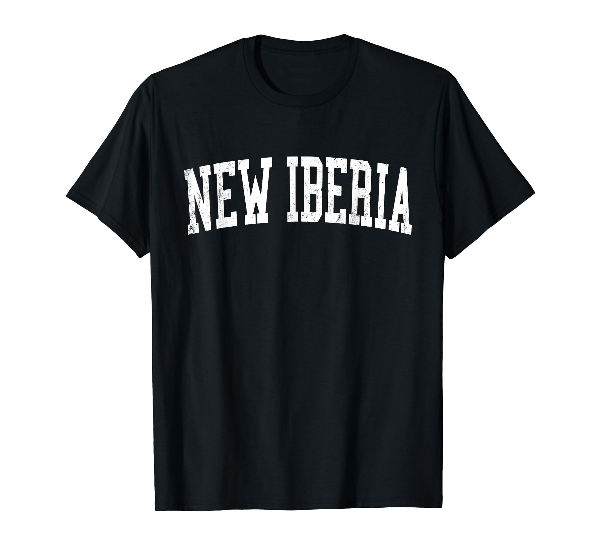 New Iberia La Distressed White Varsity T-Shirt - Trendy Graphic for Adults - T-Shirt, Sweatshirt, Hoodie