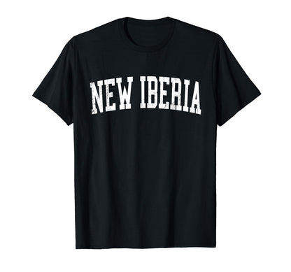 New Iberia La Distressed White Varsity T-Shirt - Trendy Graphic for Adults - T-Shirt, Sweatshirt, Hoodie