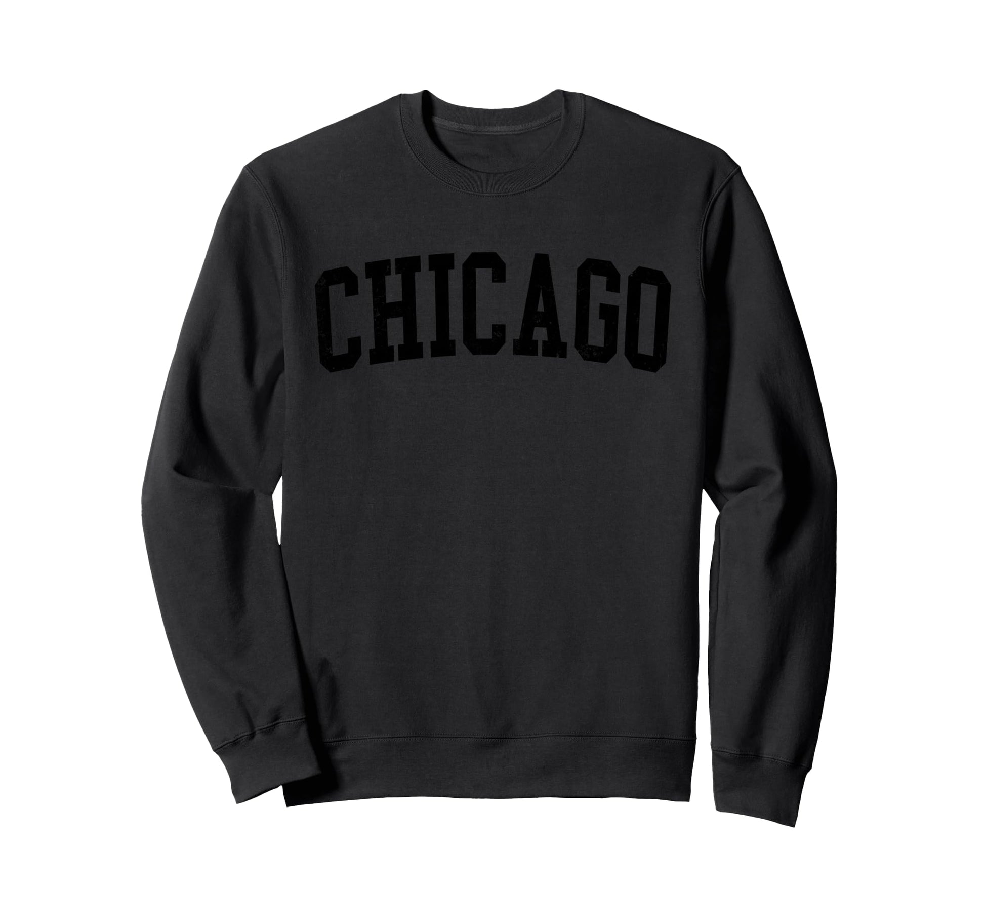 Chicago Il Distressed Black Varsity Sweatshirt - Minimalist Print Men Women - T-Shirt, Sweatshirt, Hoodie