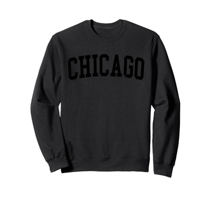 Chicago Il Distressed Black Varsity Sweatshirt - Minimalist Print Men Women - T-Shirt, Sweatshirt, Hoodie
