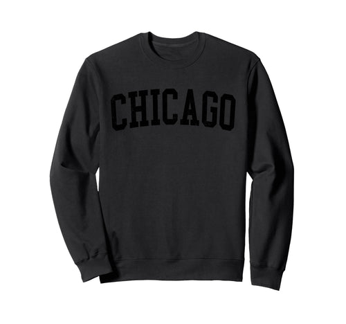 Chicago Il Distressed Black Varsity Sweatshirt - Minimalist Print Men Women - T-Shirt, Sweatshirt, Hoodie