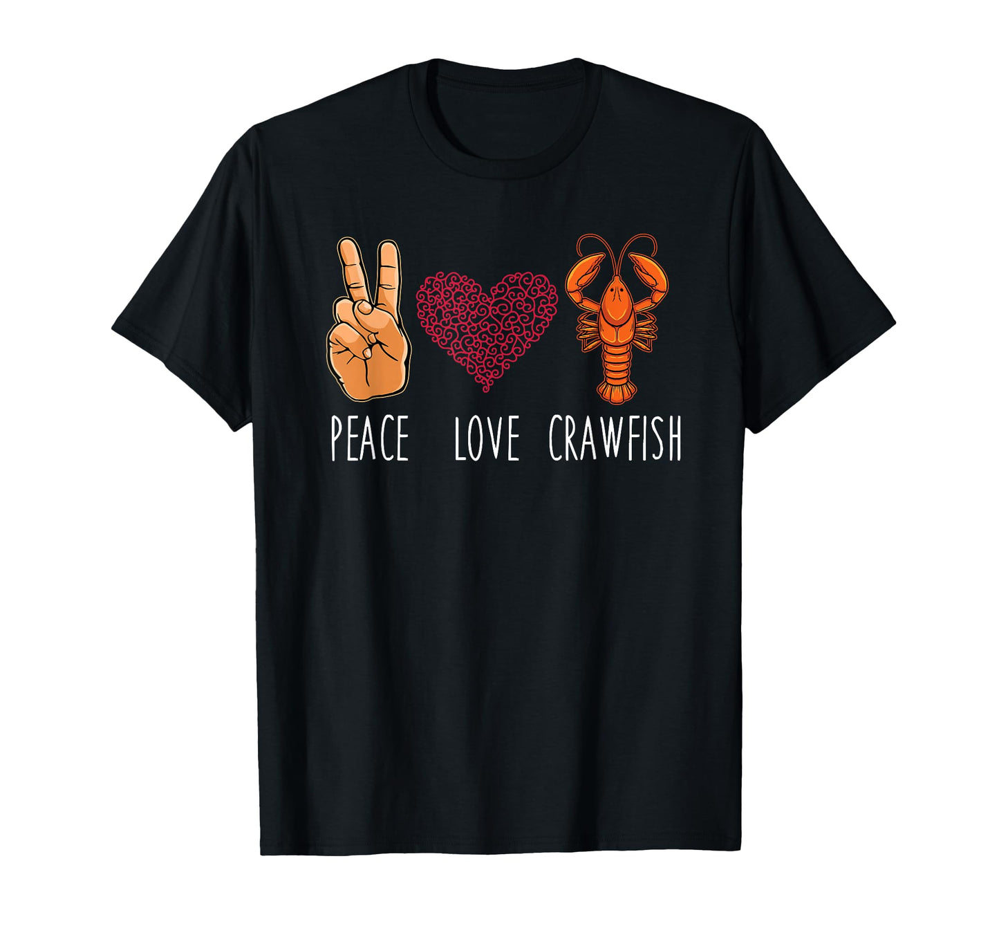 Peace Love Crawfish Mardi Gras T-Shirt - Trendy Graphic for Adults - T-Shirt, Sweatshirt, Hoodie