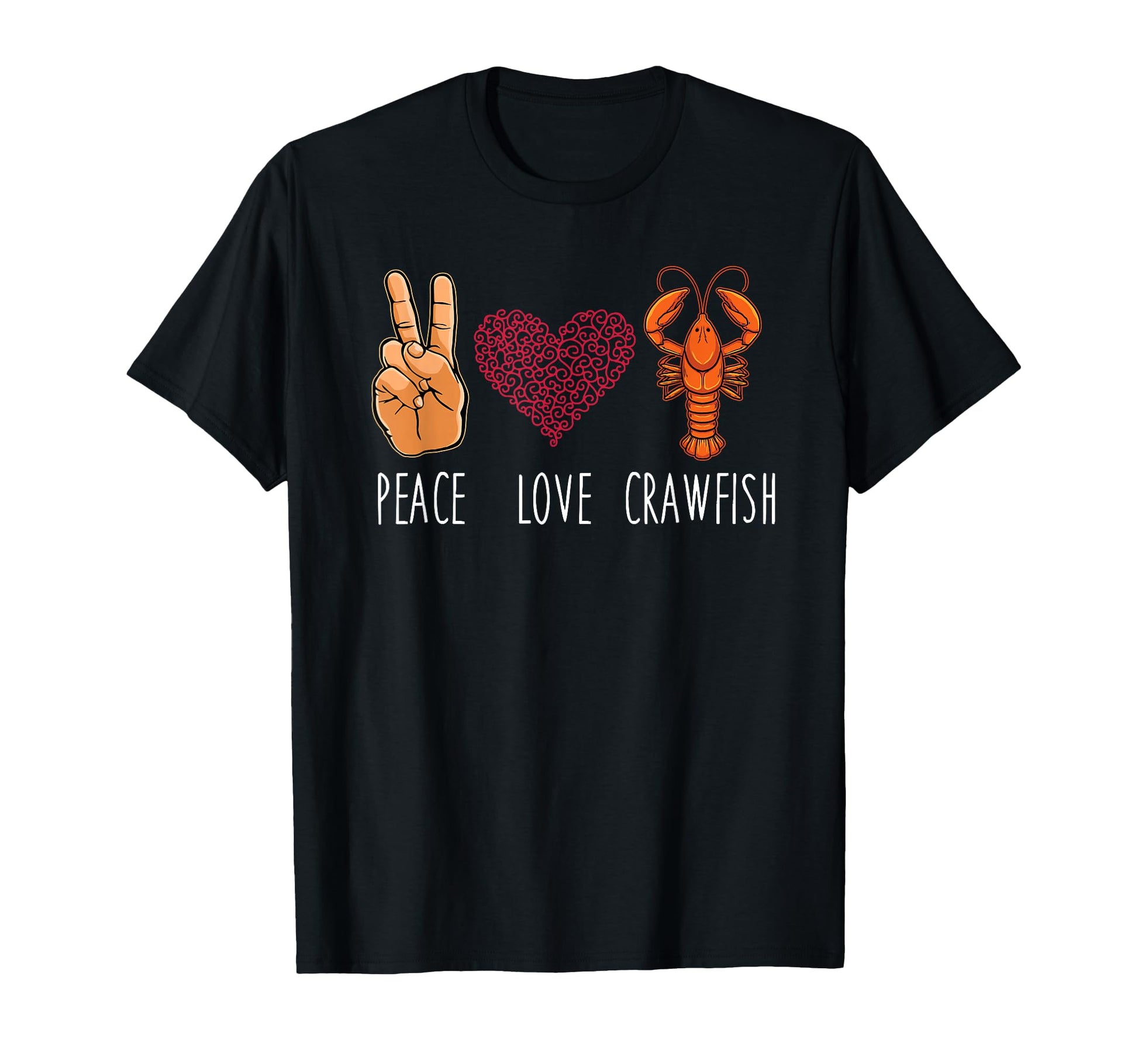 Peace Love Crawfish Mardi Gras T-Shirt - Trendy Graphic for Adults - T-Shirt, Sweatshirt, Hoodie
