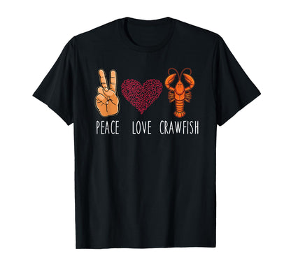 Peace Love Crawfish Mardi Gras T-Shirt - Trendy Graphic for Adults - T-Shirt, Sweatshirt, Hoodie
