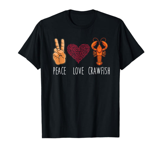 Peace Love Crawfish Mardi Gras T-Shirt - Trendy Graphic for Adults - T-Shirt, Sweatshirt, Hoodie
