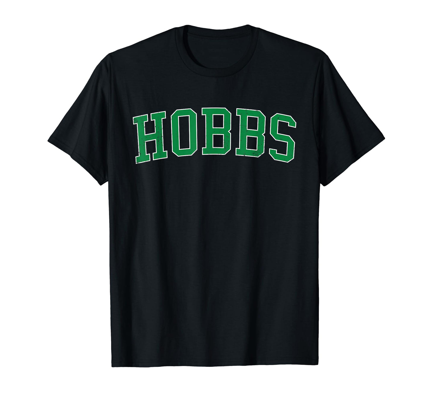 Hobbs Nm Distressed Green Varsity T-Shirt - Aesthetic Graphic Unisex - T-Shirt, Sweatshirt, Hoodie