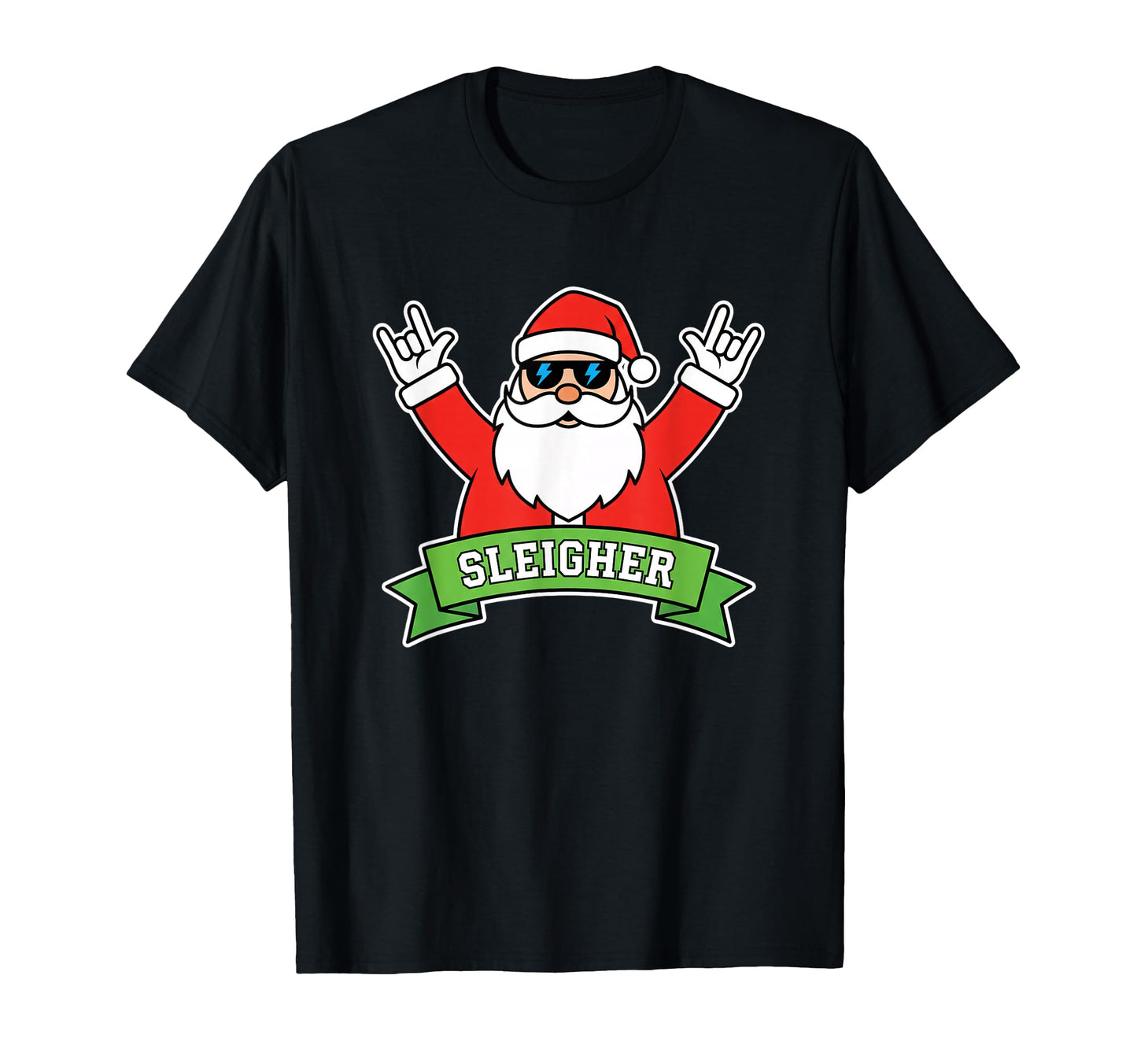 Sleigher Santa Rock Heavy Metal Sleigh T-Shirt - Fun Novelty Design Unisex - T-Shirt, Sweatshirt, Hoodie