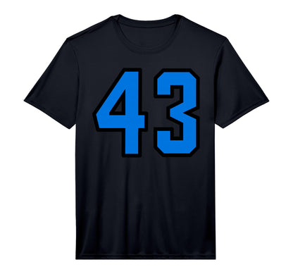 Blue Black Sport Team Number 43 T-Shirt - Casual Everyday Wear for Adults - T-Shirt, Sweatshirt, Hoodie