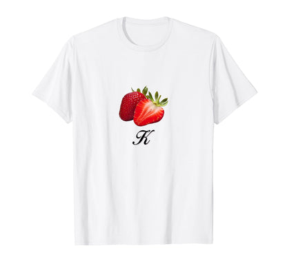 K Strawberry Coquette Bow Girlcore T-Shirt - Minimalist Print for Adults - T-Shirt, Sweatshirt, Hoodie