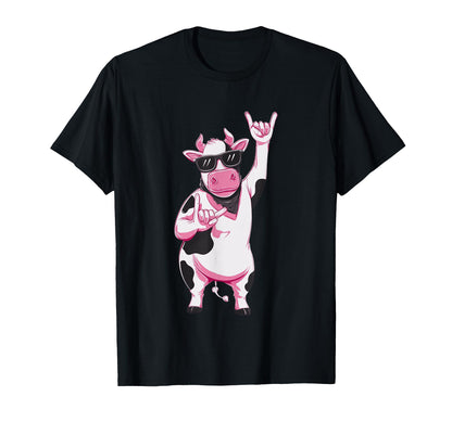 Cow Bandana Double Rock Signs T-Shirt - Casual Everyday Wear Men Women - T-Shirt, Sweatshirt, Hoodie