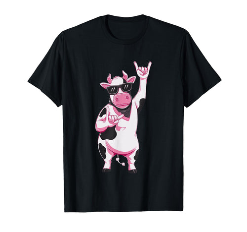 Cow Bandana Double Rock Signs T-Shirt - Casual Everyday Wear Men Women - T-Shirt, Sweatshirt, Hoodie