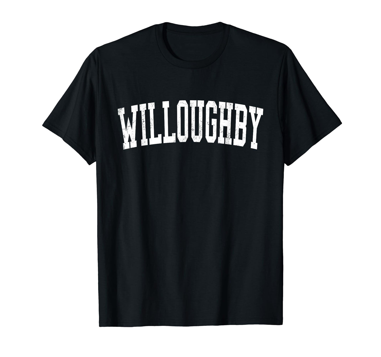 Willoughby Oh Distressed White Varsity T-Shirt - Trendy Graphic Men Women - T-Shirt, Sweatshirt, Hoodie