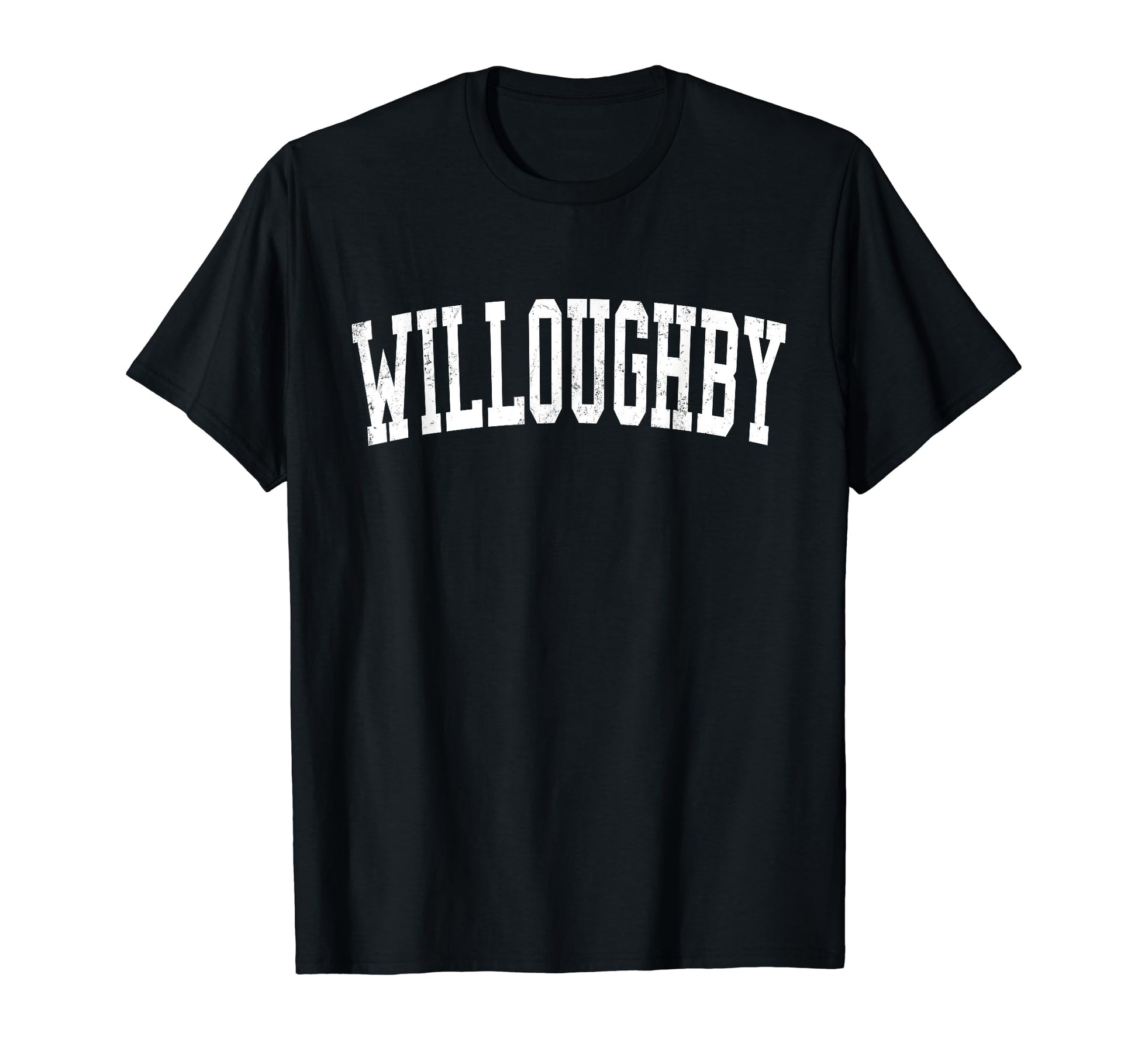 Willoughby Oh Distressed White Varsity T-Shirt - Trendy Graphic Men Women - T-Shirt, Sweatshirt, Hoodie