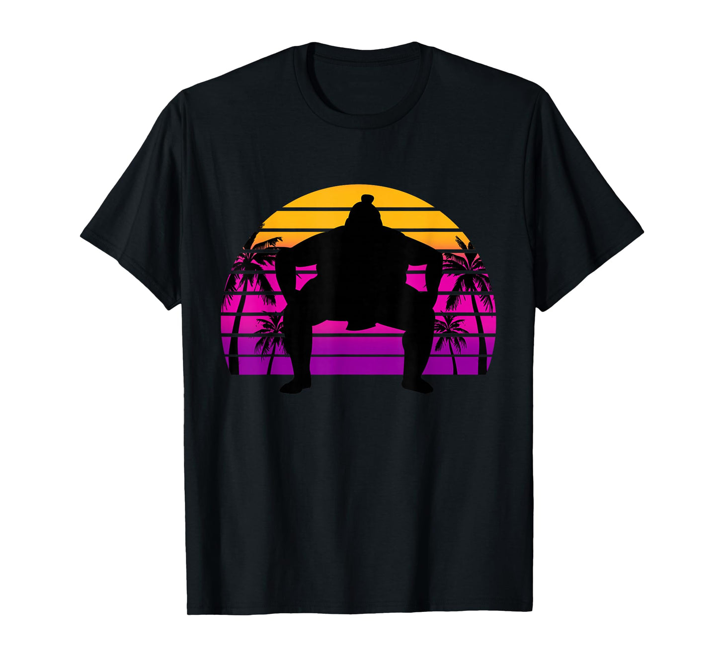Sumo Wrestler Sunset Vaporwave T-Shirt - Casual Everyday Wear for Adults - T-Shirt, Sweatshirt, Hoodie