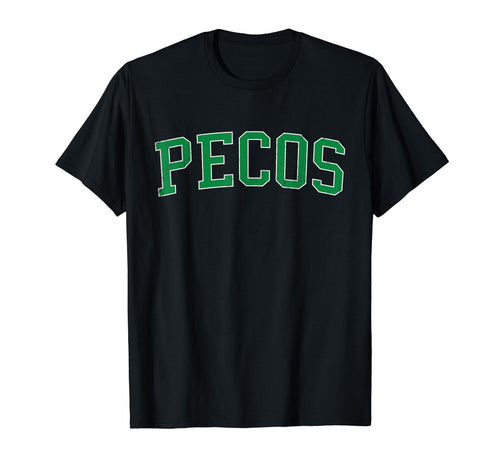 Pecos Tx Distressed Green Varsity T-Shirt - Trendy Graphic for Adults - T-Shirt, Sweatshirt, Hoodie